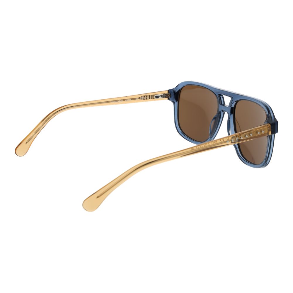 Replay Aviator Polarized Dark-Tint Acetate Sunglasses - Blue