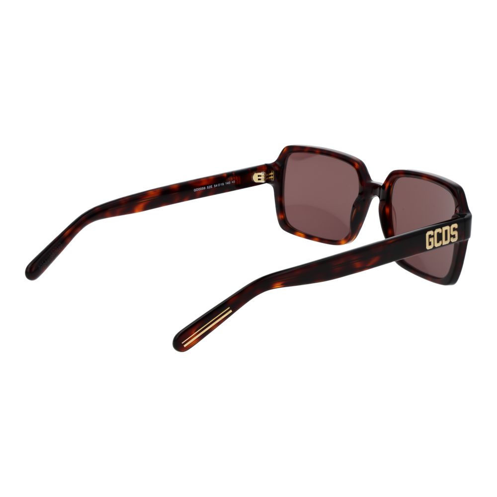 GCDS Square Non-Polarized Dark-Tint Plastic Sunglasses - Brown