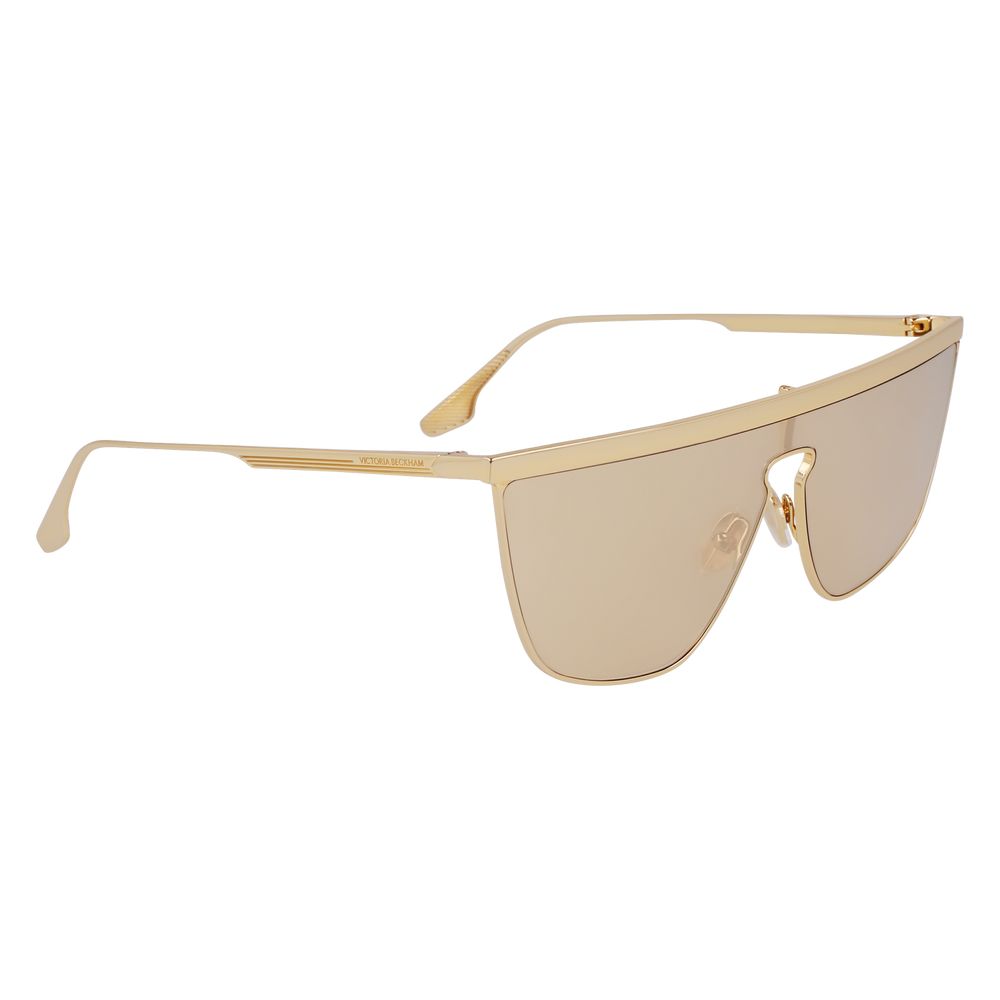 Victoria Beckham Mono-Lens Mirrored Medium-Tint Metal Sunglasses - Gold