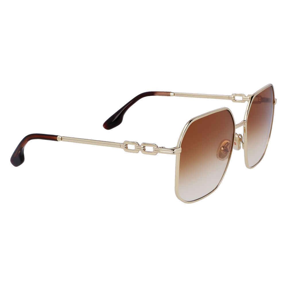 Victoria Beckham Square Gradient Medium-Tint Metal Sunglasses - Gold