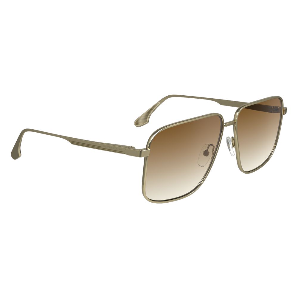 Sunglasses by Victoria Beckham for women in metal gold features a contemporary silhouette, showcasing a contemporary aviator full-rim frame design in gold coloured frame with high-performance gradient category-2-medium-tint lens.
