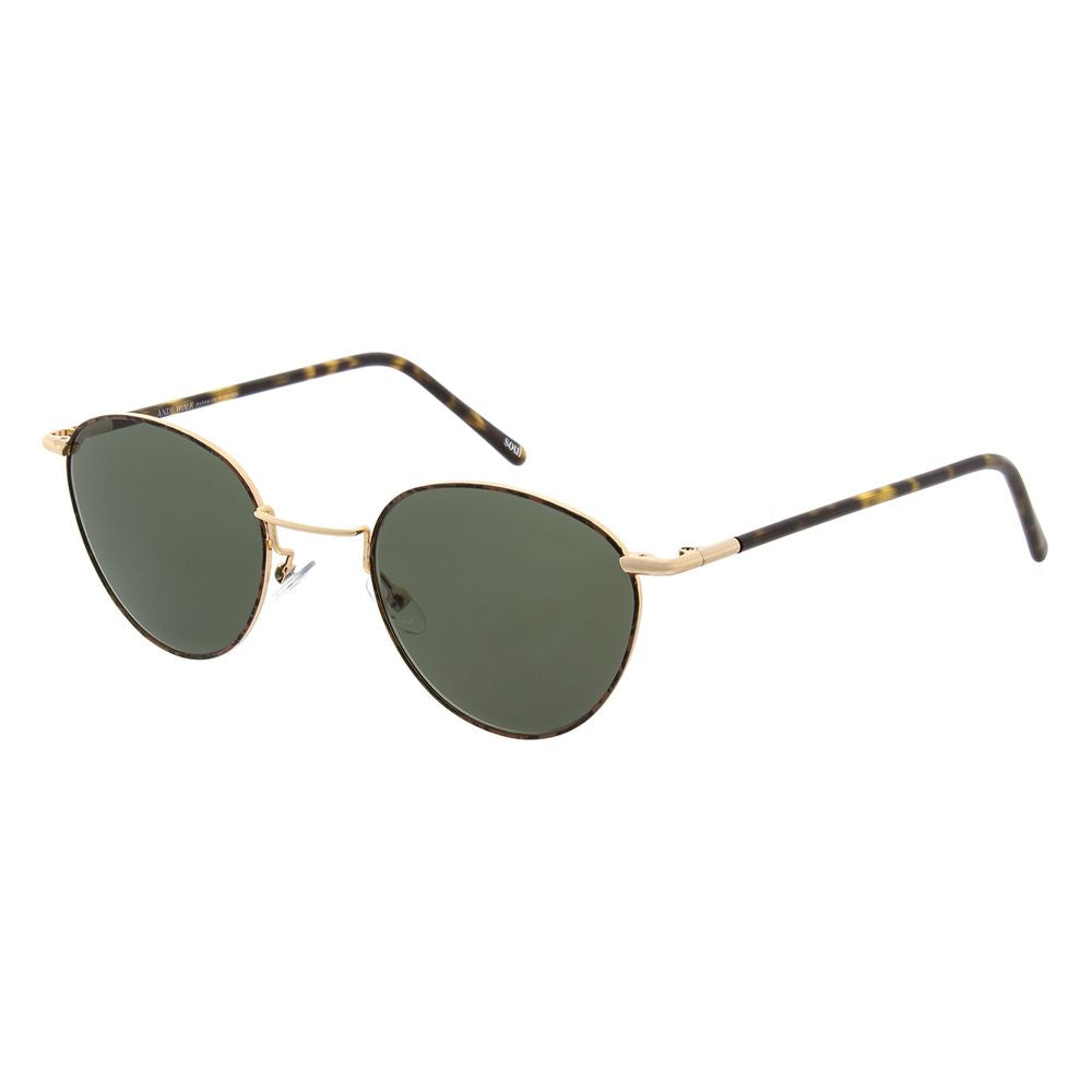 Andy Wolf Panto Non-Polarized Dark-Tint Metal Sunglasses - Gold