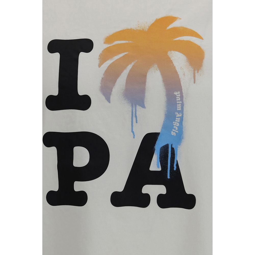 Palm Angels Men's Regular Fit Polyamide Cotton T-Shirt - White Print