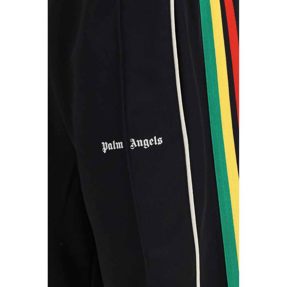 Palm Angels Track Men's Athletic Relaxed Fit Regular Polyester Pants - Black Print
