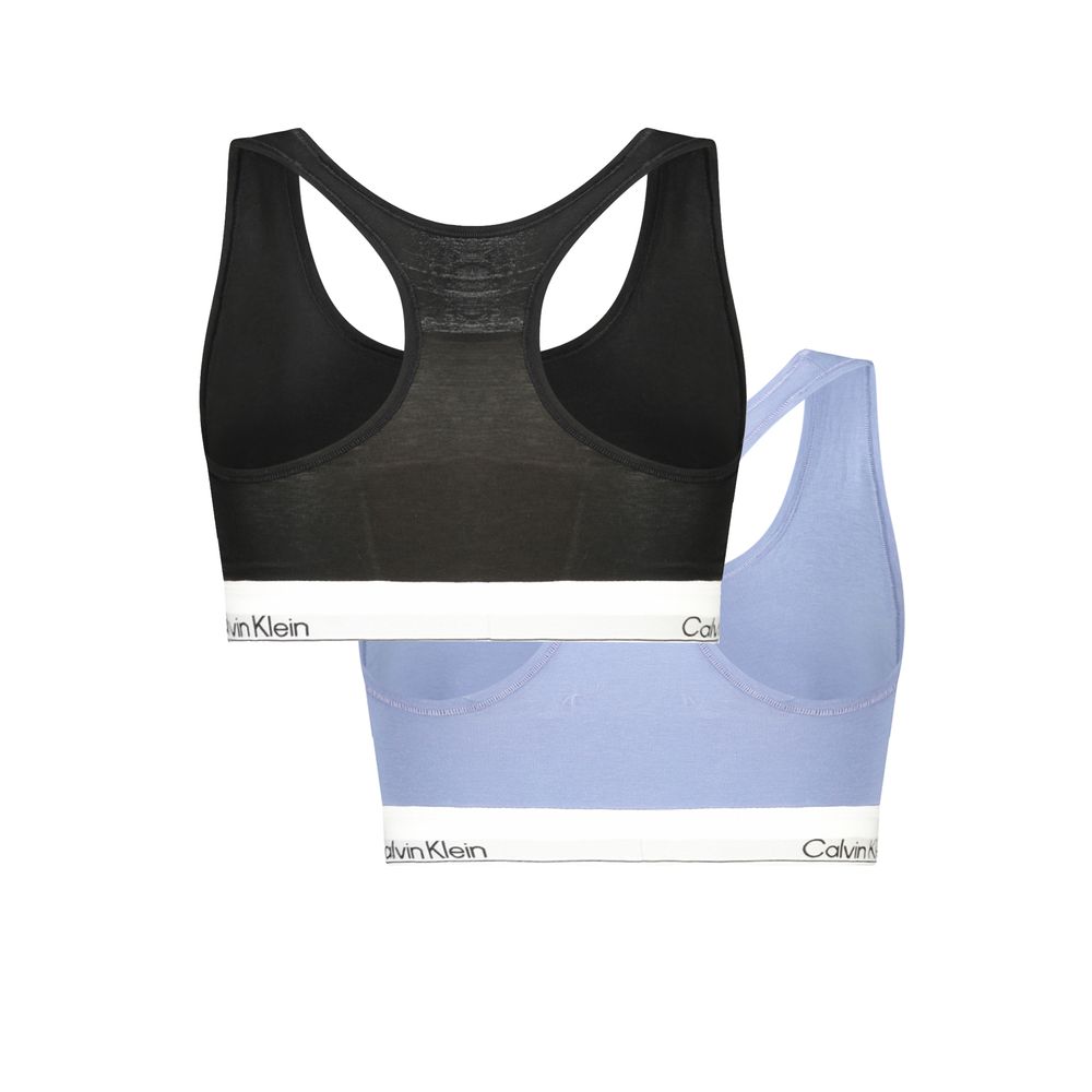 This Sport Bra by Calvin Klein for women in stretch modal cotton azzurro features a sporty silhouette from the Women's Stretch Modal Cotton Sport Bra collection, showcasing a sporty design that emphasizes both form and function.