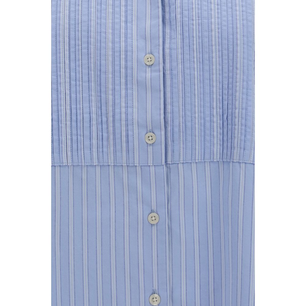 SOSUE Antonia Women's Oversized Cotton Shirt - Blue Brown Patterned