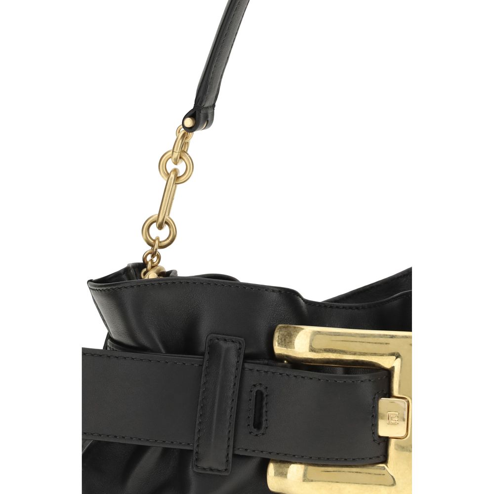 Balmain Anthem Bos Taurus Calfskin Leather Mini Shoulder Bag - Black Gold Signature