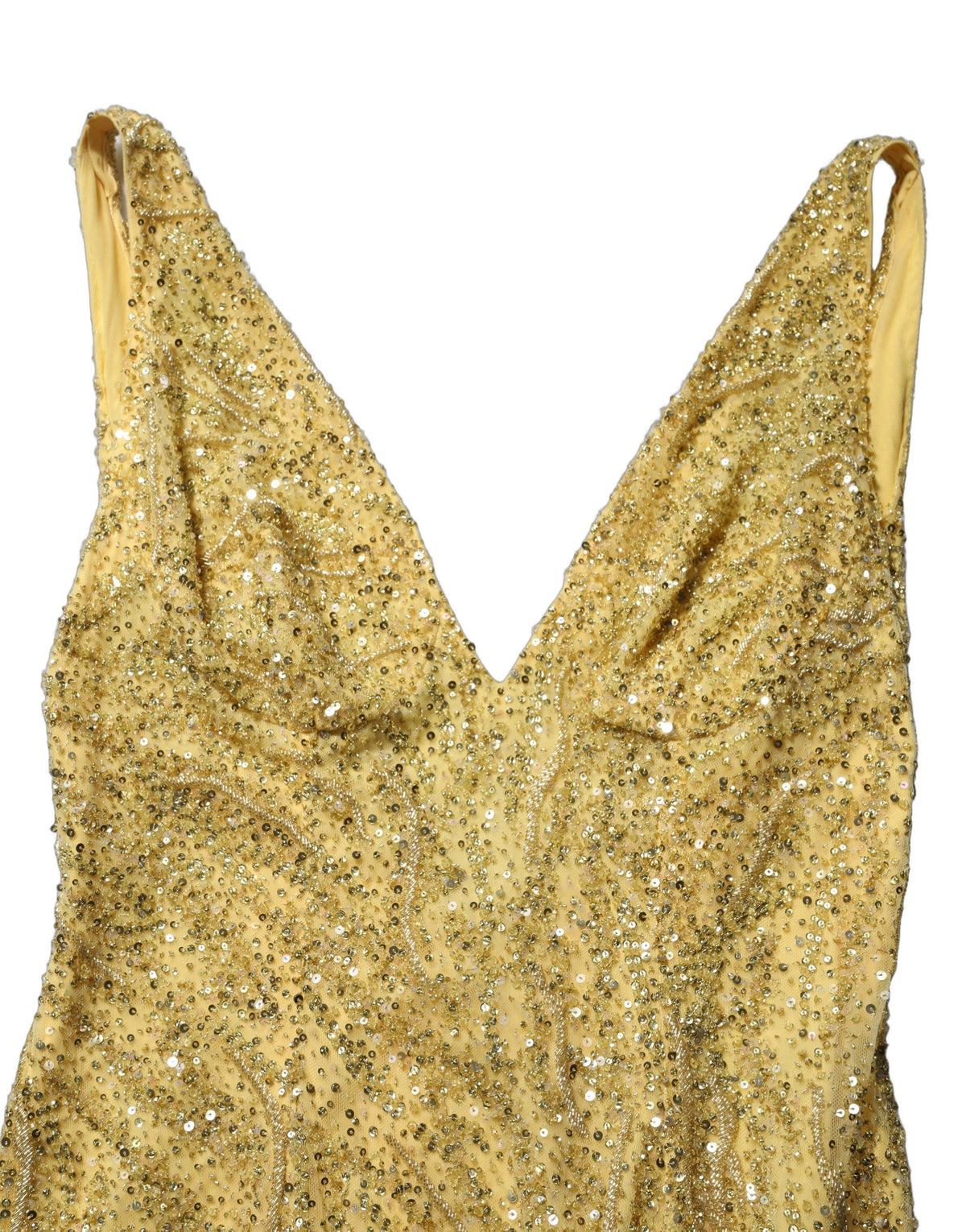 Dolce & Gabbana Women's Gown Mermaid Cocktail Sleeveless V Neck PVC Polyester Silk & Viscose Long Dress - Gold