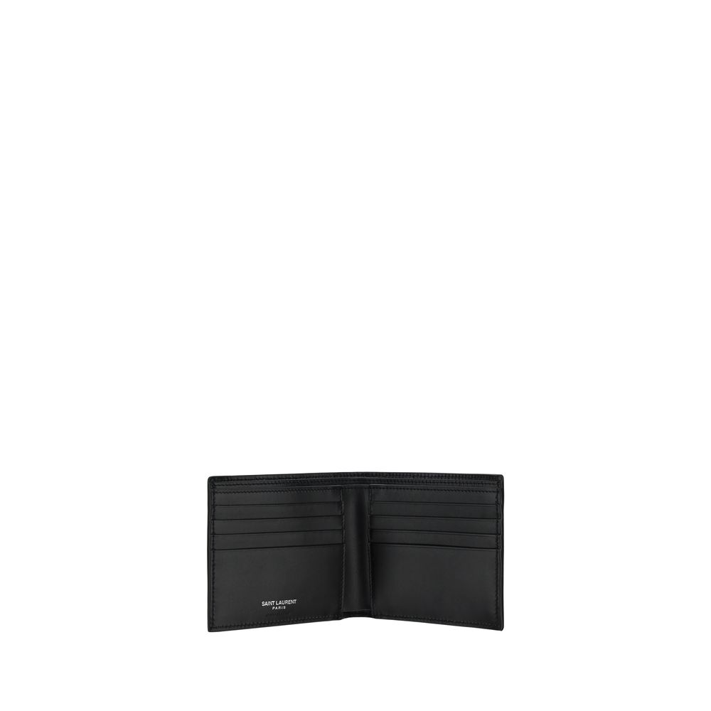Cardholder Wallet by Saint Laurent for men in bos taurus calfskin leather black & monogram showcases a refined silhouette, artfully detailed with the signature style of the Bos Taurus Calfskin Leather Cardholder Wallet and functional card-organization billfold.