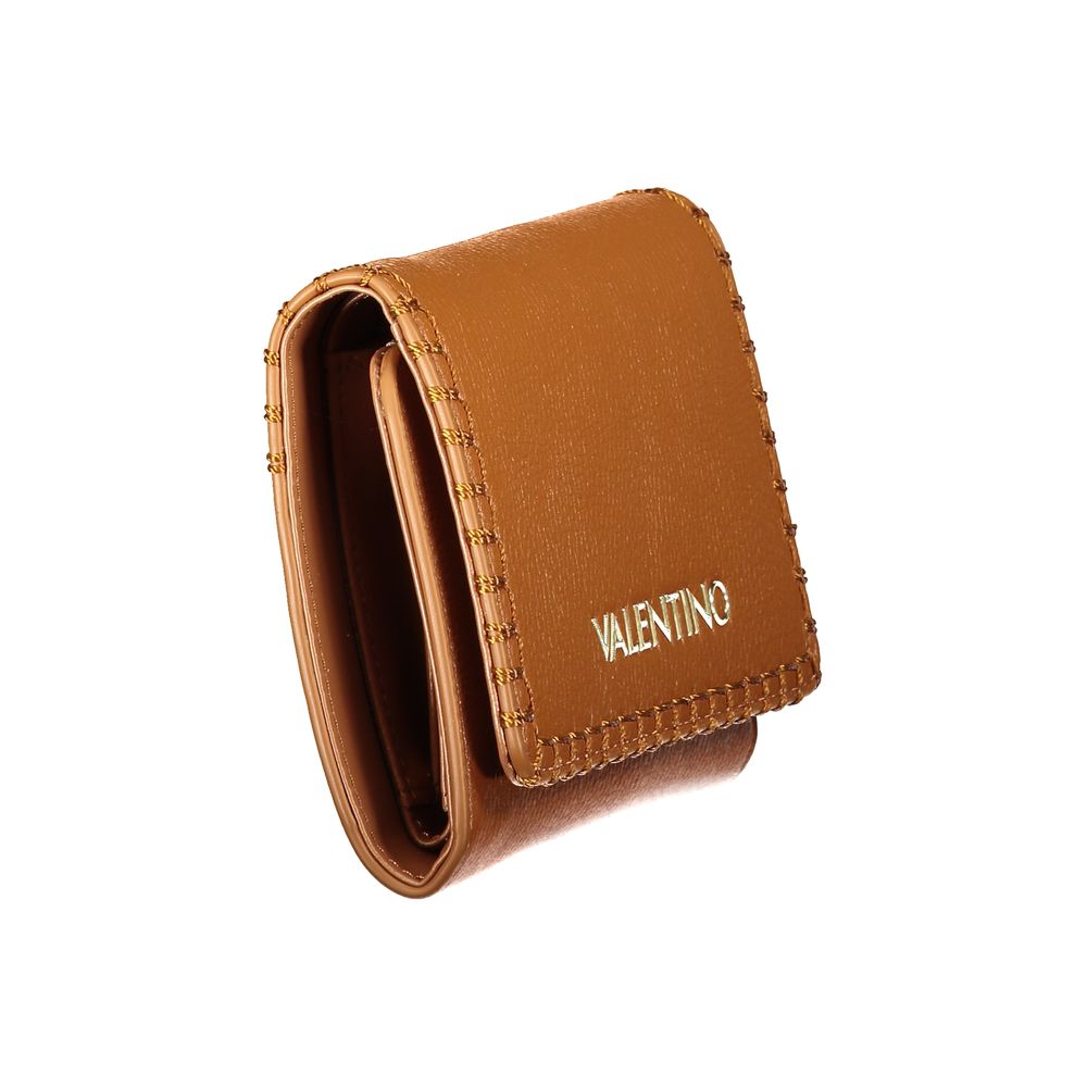 Wallet by Mario Valentino for women in polyurethane brown presents a architectural silhouette from the Essence Polyurethane Wallet collection, showcasing architectural for a architectural finish.