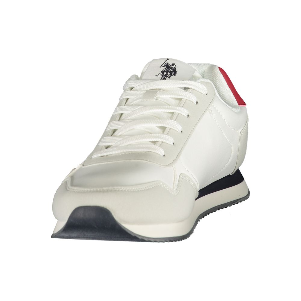 Athletic Sneakers by U.S. POLO ASSN. for men in polyester & polyurethane blue & white features an timeless silhouette from the Men's Athletic Polyester & Polyurethane Sneakers collection, showcasing a timeless athletic style for a timeless look.