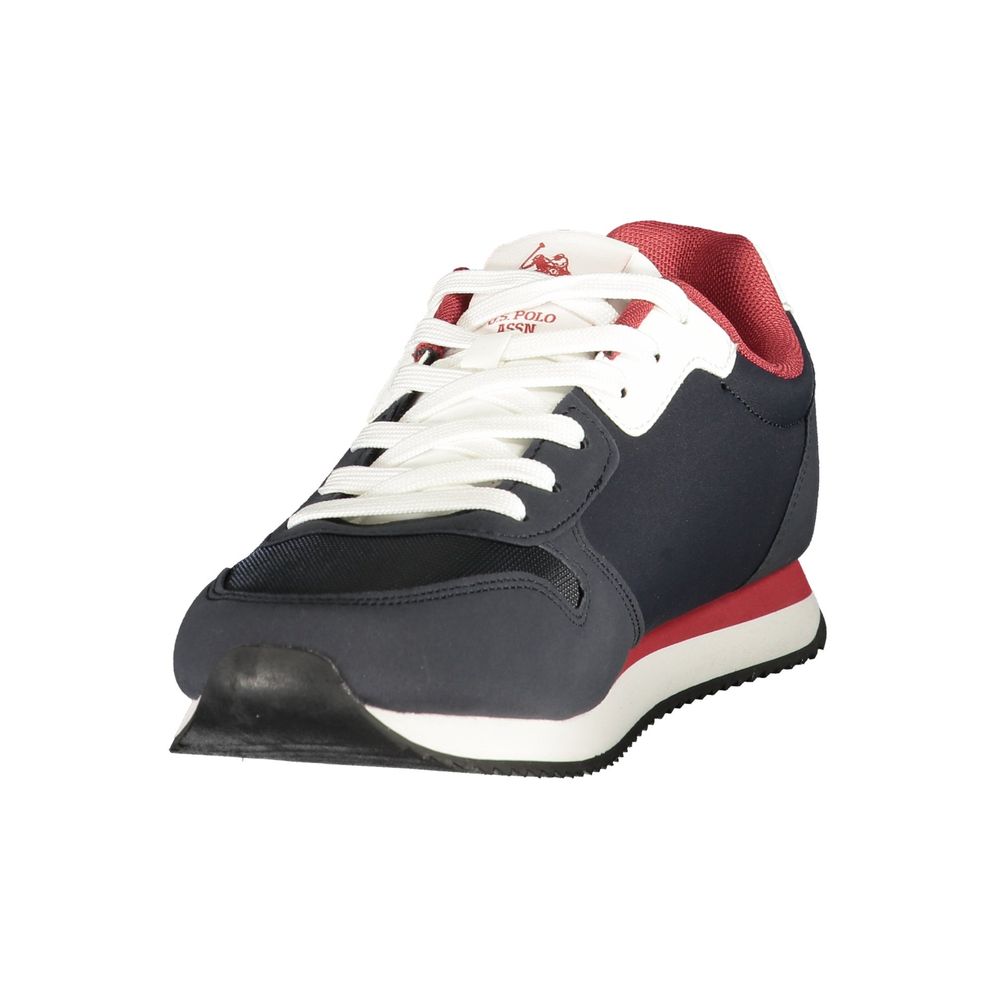 Athletic Sneakers by U.S. POLO ASSN. for men in polyester & polyurethane blue features an architectural silhouette from the Men's Athletic Polyester & Polyurethane Sneakers collection, showcasing a architectural athletic style for a architectural look.