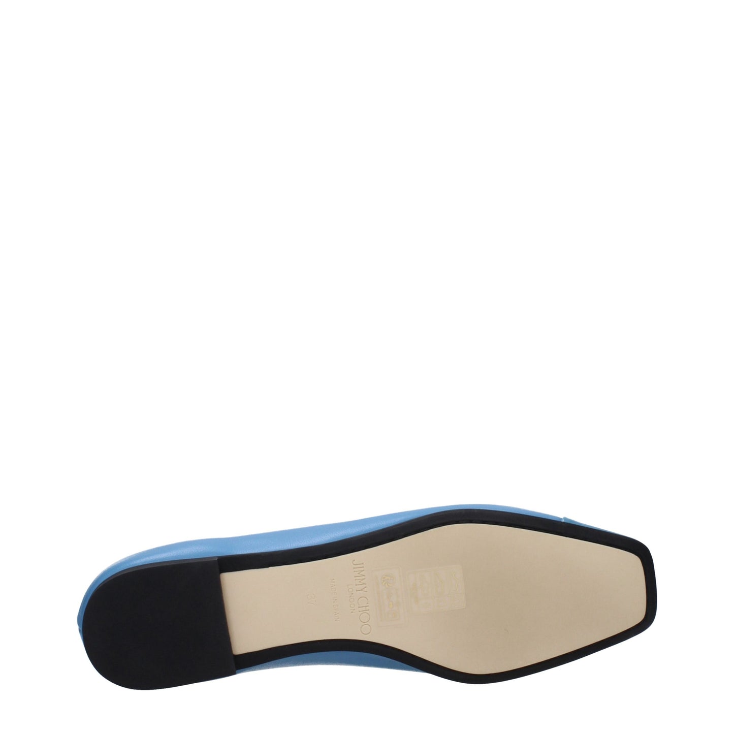 Ballet Flat Shoes by Jimmy Choo for women in leather light-blue features an statuesque silhouette from the Women's Leather Ballet Flat Shoes collection, showcasing a and a statuesque for a statuesque look.