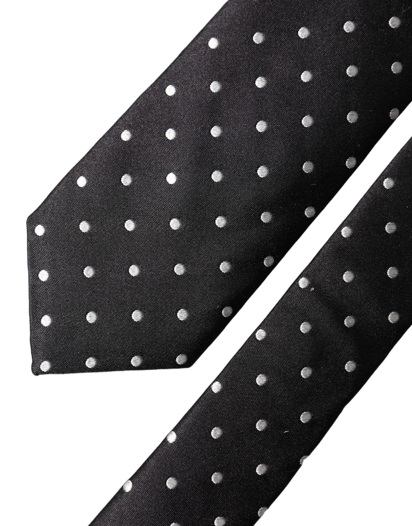 Dolce & Gabbana Black White Polka Dots Silk Adjustable Men Necktie Tie