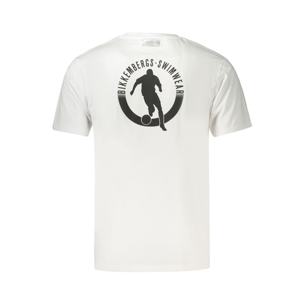 T-Shirt by Bikkembergs for men in cotton white & print features a plush silhouette, showcasing a sophisticated crew neckline and for a truly plush finish.