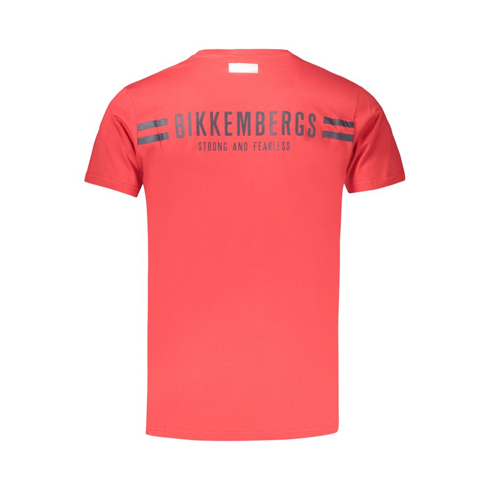 T-Shirt by Bikkembergs for men in cotton red, print & striped features a plush silhouette, showcasing a sophisticated crew neckline and for a truly plush finish.