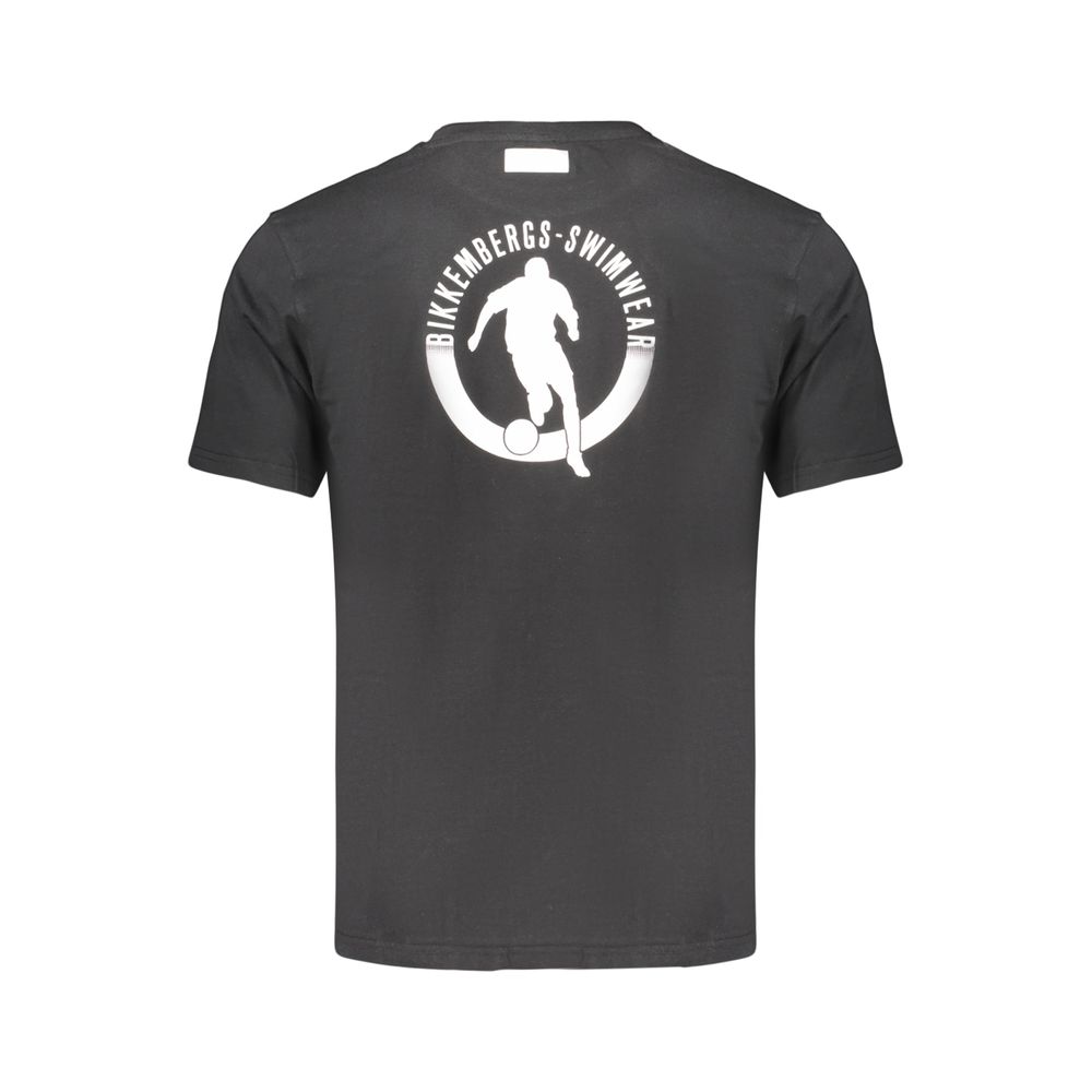T-Shirt by Bikkembergs for men in cotton black & print features a plush silhouette, showcasing a sophisticated crew neckline and for a truly plush finish.