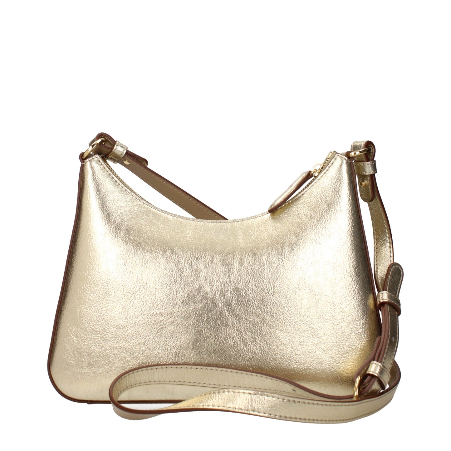 Shoulder Bag by Stella McCartney for women in leather gold showcases a statuesque silhouette, artfully detailed with a secure , organized , and versatile shoulder-strap, adjustable-strap & handle for a statuesque look.