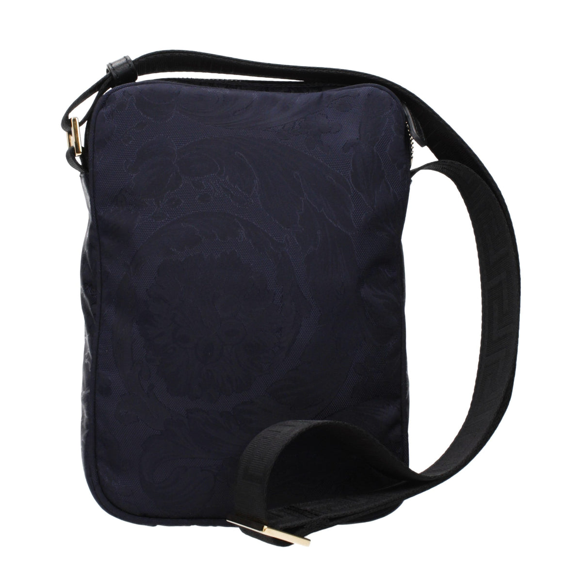 Versace Fabric Crossbody Messenger Bag - Blue