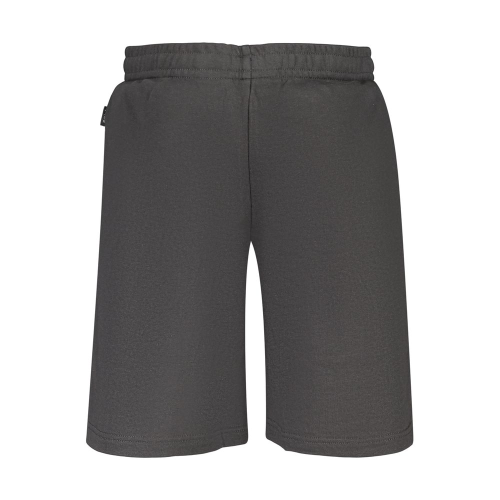 Activewear Shorts by Fila for men in organic cotton & polyester black, signature & print features an athletic and short with a and high-performance adjustable-waistband.