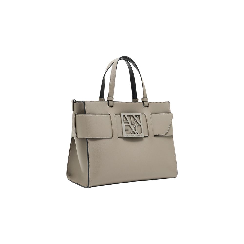 Armani Exchange Polyester Leather Handbag - Beige