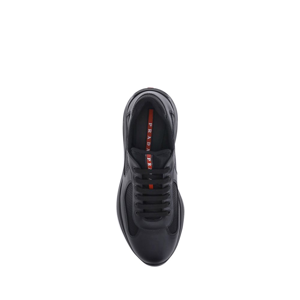 Prada Men's Fashion Polyamide Leather Sneakers - Black