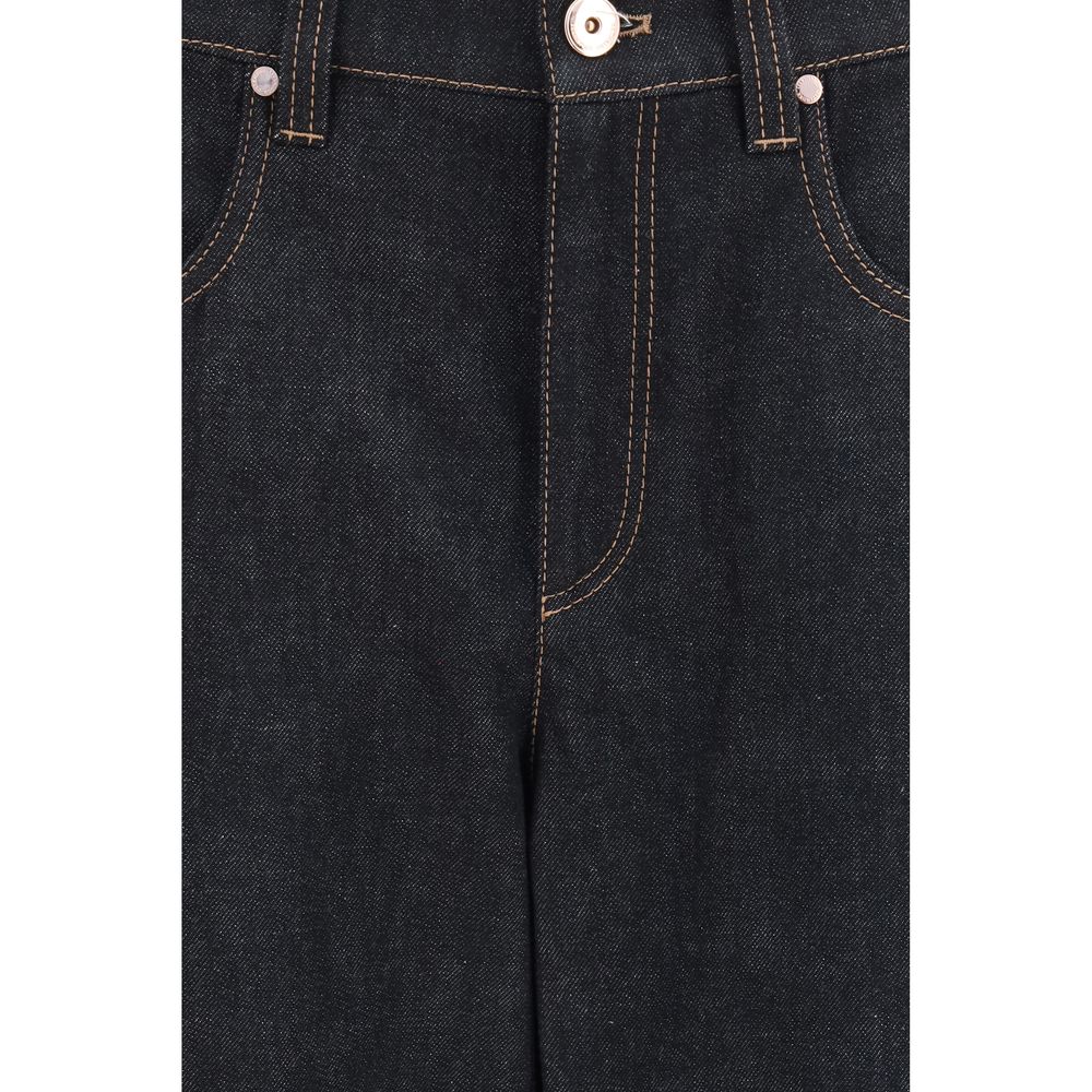 Jeans by Brunello Cucinelli for women in denim cotton blue features an sartorial straight-leg, regular-fit & oversized and long with a cut for a sartorial finish.