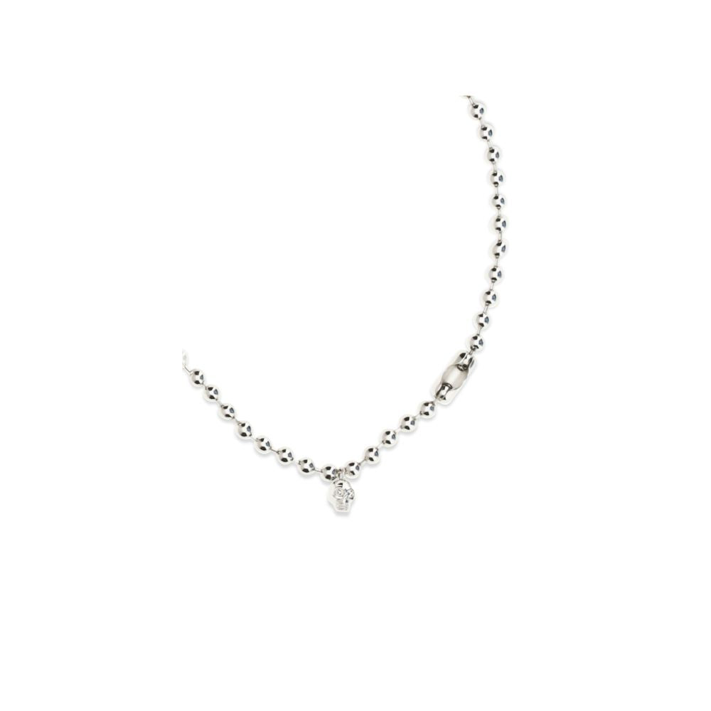 Alexander McQueen Skull Men's Silver Brass & Pearls Necklace - Pearl Silver White Signature