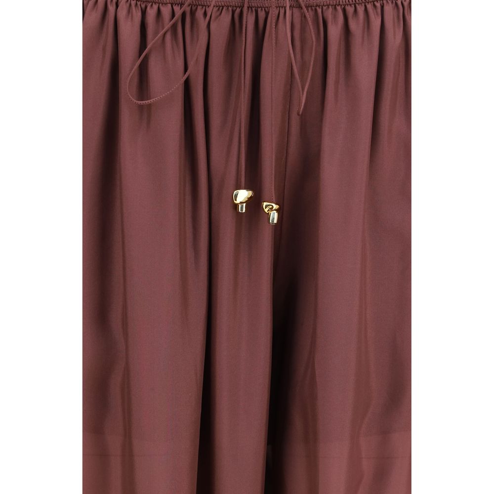 Zimmermann Women's Tapered Leg Regular Fit Mid Rise Silk Herem Pants - Bordeaux