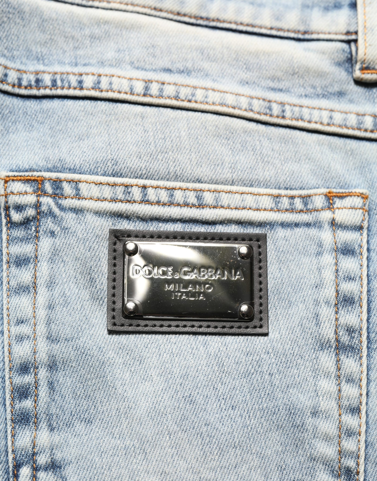 Dolce & Gabbana Men's Skinny Straight Leg Regular Fit Mid Rise Stretch Denim Cotton Jeans - Blue Signature