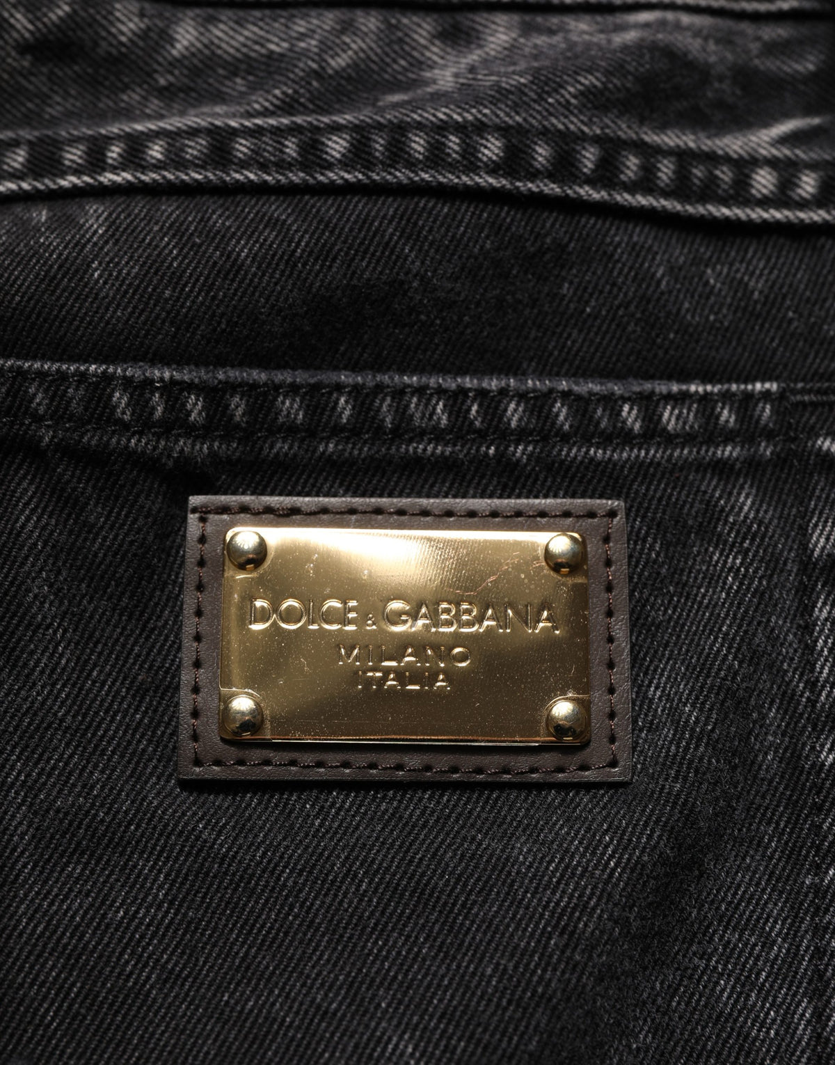 Dolce & Gabbana Men's Straight Regular Fit Denim Cotton Jeans - Black Signature Print