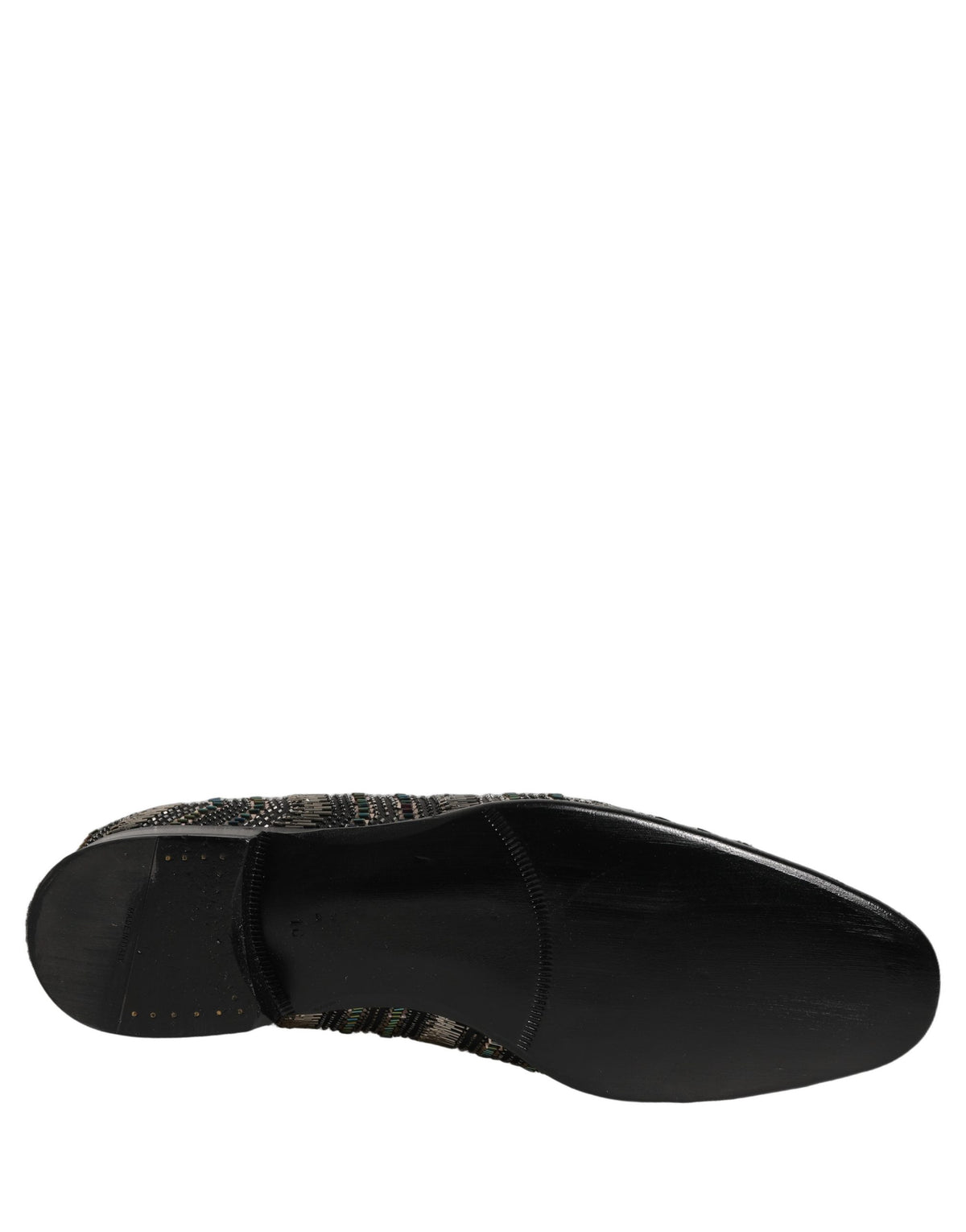 Dolce & Gabbana Men's Leather & Crystal Loafer Slip-On Shoes - Black Silver