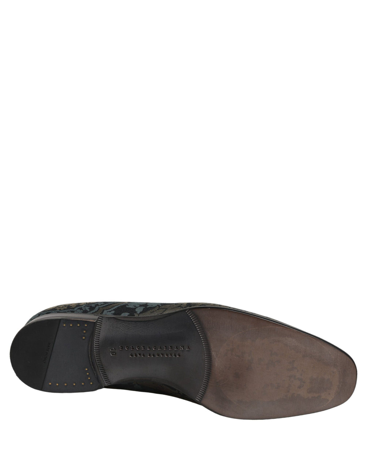 Dolce & Gabbana Men's Leather Loafer Slip-On Shoes - Black Gold Floral