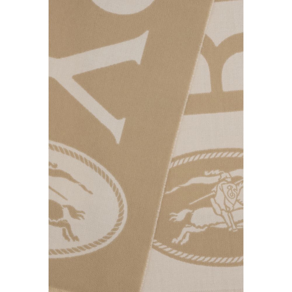 Burberry Merino Wool Fringes Scarf - Beige Jacquard