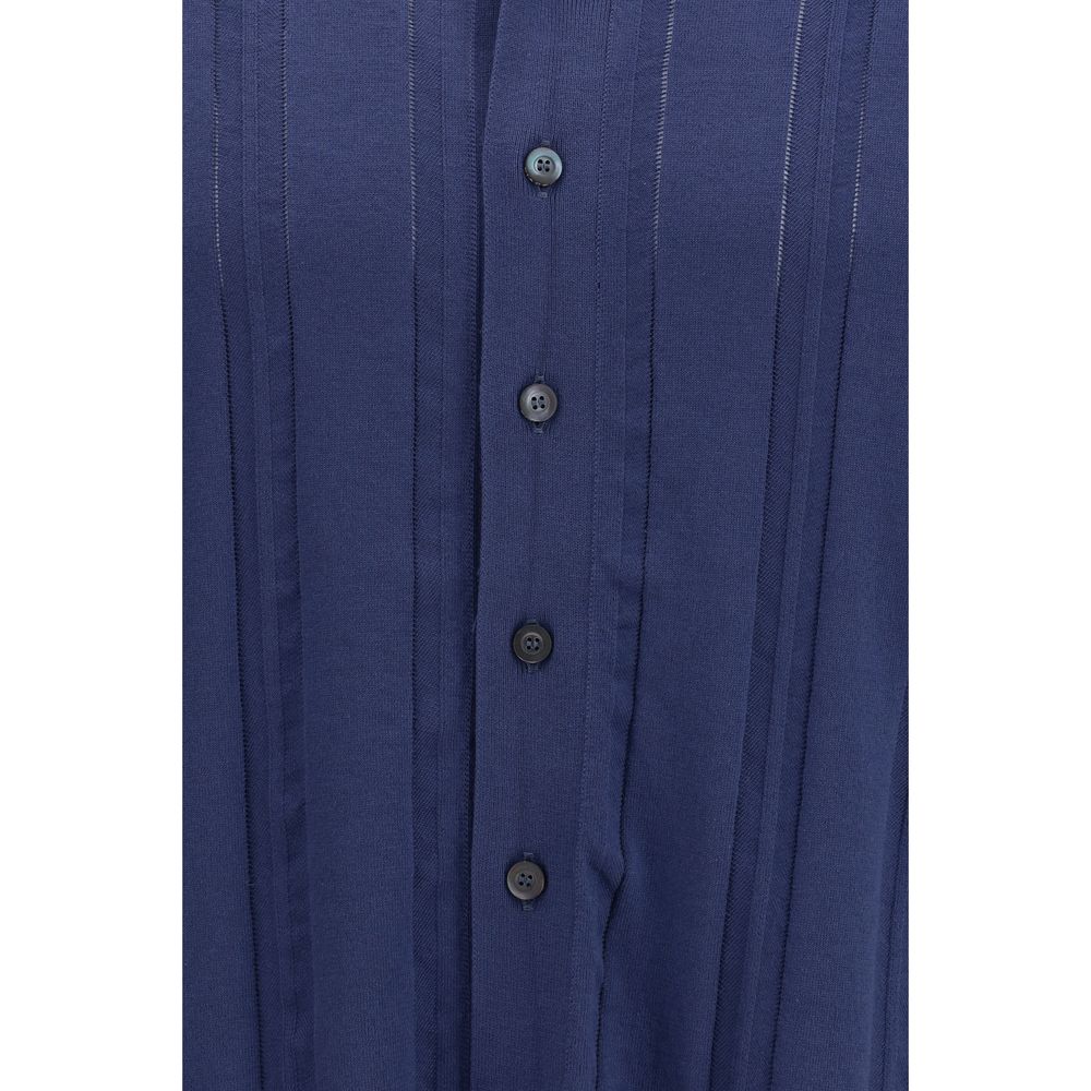 Piacenza Cashmere Men's Regular Fit Cashmere Cotton Blend Polo Shirt - Blue