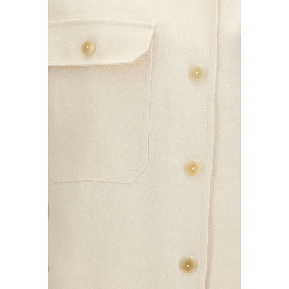 Umit Benan Women's Relaxed Fit Oversized Long-Sleeve Linen Overshirt - Beige Horn Natural