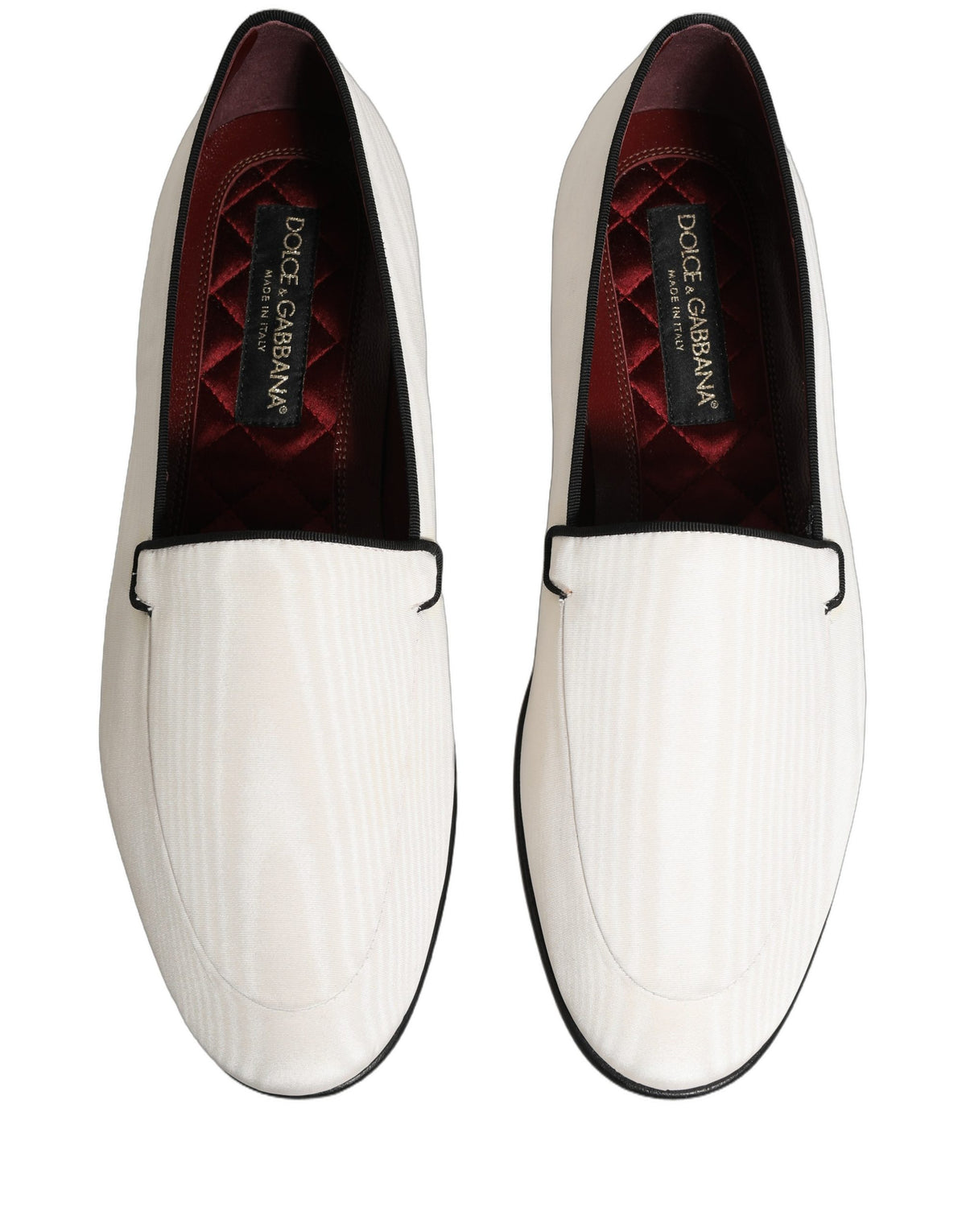 Dolce & Gabbana 9 To 5 Men's Leather & Velvet Flat Loafer Slip-On Shoes - Black White Signature