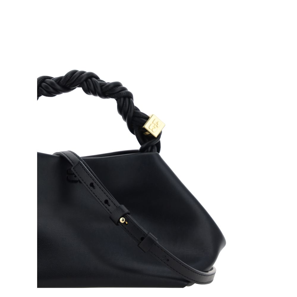 Ganni Bou Polyester Polyurethane Leather Handbag - Black