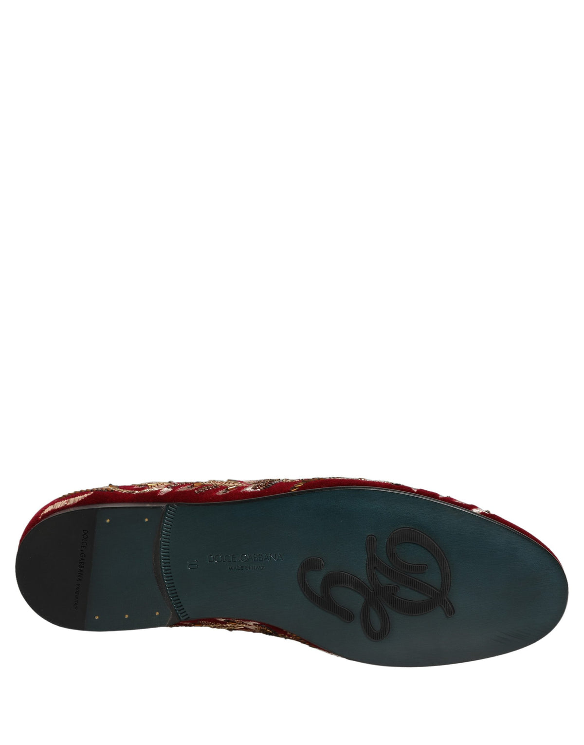 Dolce & Gabbana 9 To 5 Aria Men's Leather & Velvet Loafer Slip-On Shoes - Red Floral Signature