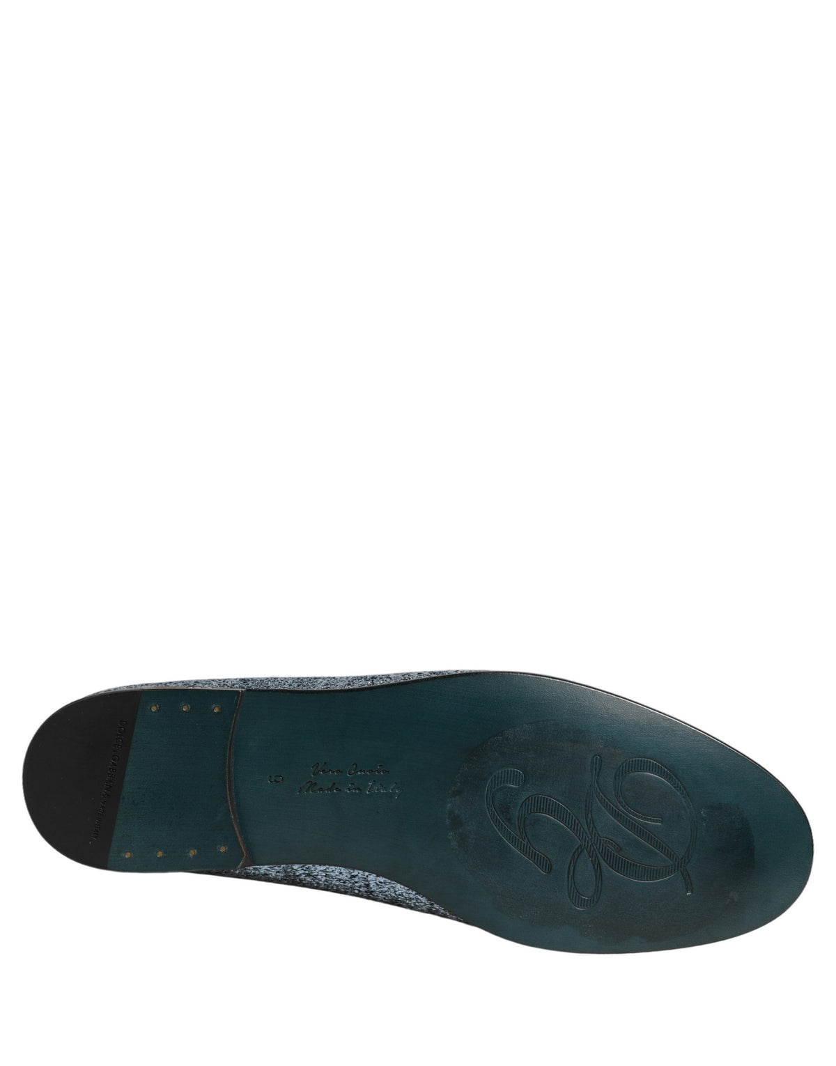 Dolce & Gabbana 9 To 5 Men's Leather & Lurex Loafer Slip-On Shoes - Blue Signature
