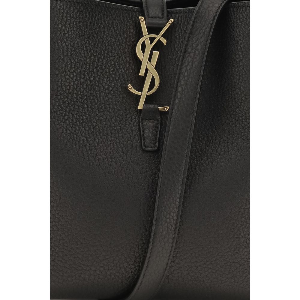 Saint Laurent Le 37 Bos Taurus Calf Grained & Suede Leather Mini Shoulder Bucket Bag - Black Signature
