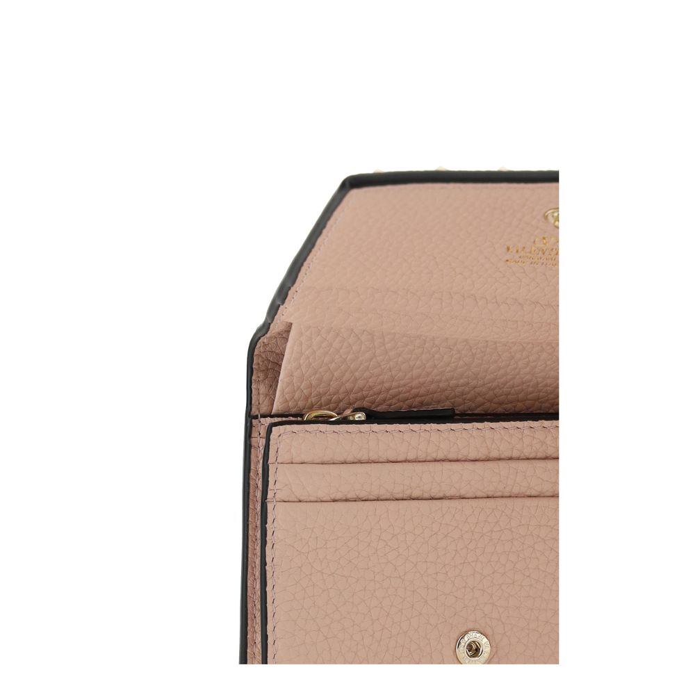 Valentino Garavani Rockstud Bos Taurus Calf Leather Wallet - Pink Signature