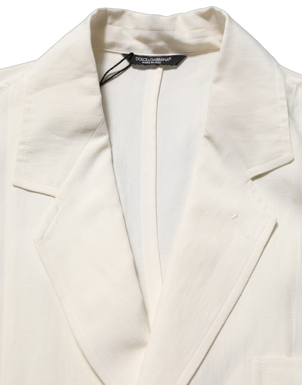 Dolce & Gabbana Men's Single Breasted Flax & Silk Blazer - White