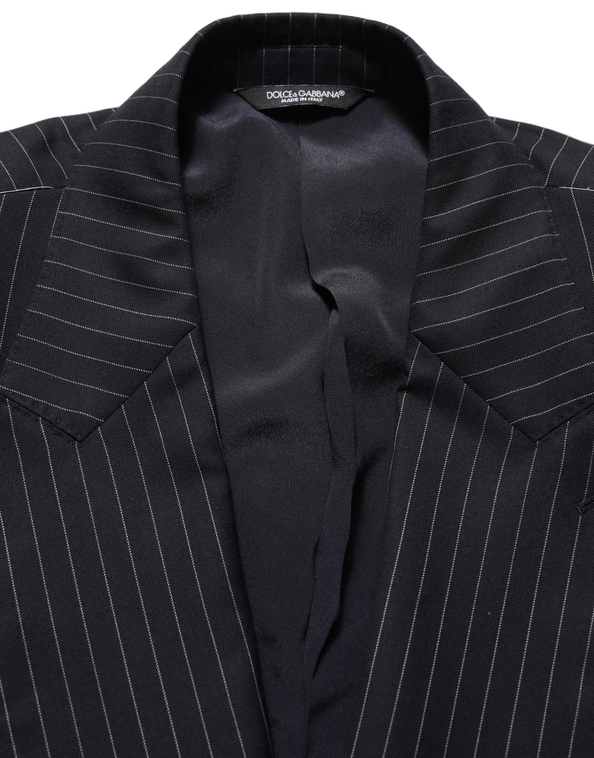 Dolce & Gabbana Men's Double Breasted Wool & Silk Blazer - Black White Striped
