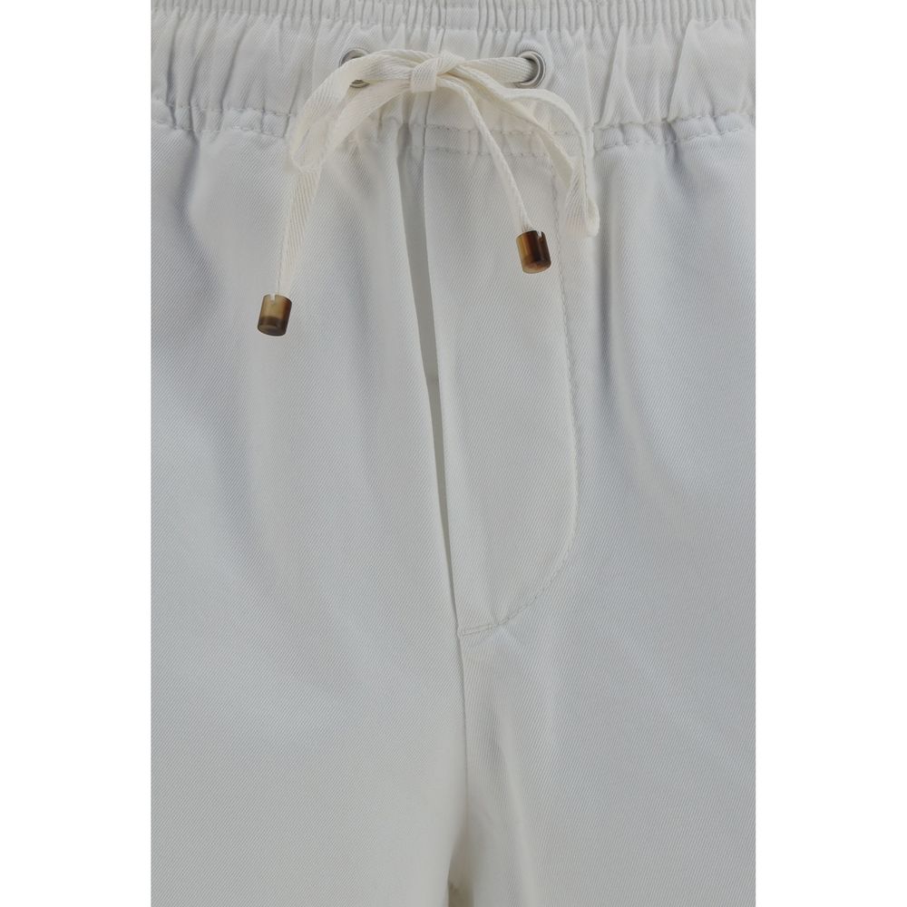Brunello Cucinelli The Cargo Men's Relaxed Fit Regular Cotton Bermuda Shorts - White