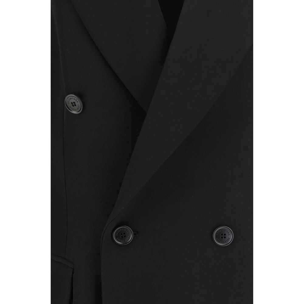Balenciaga Women's Padded Double Breasted Wool Blazer - Black