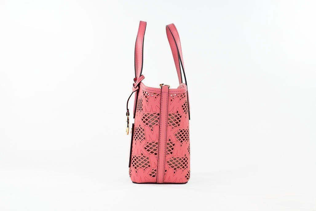 Michael Kors Kimber Faux Leather Small Crossbody Messenger Pouch Handbag - Gold Rose Patterned