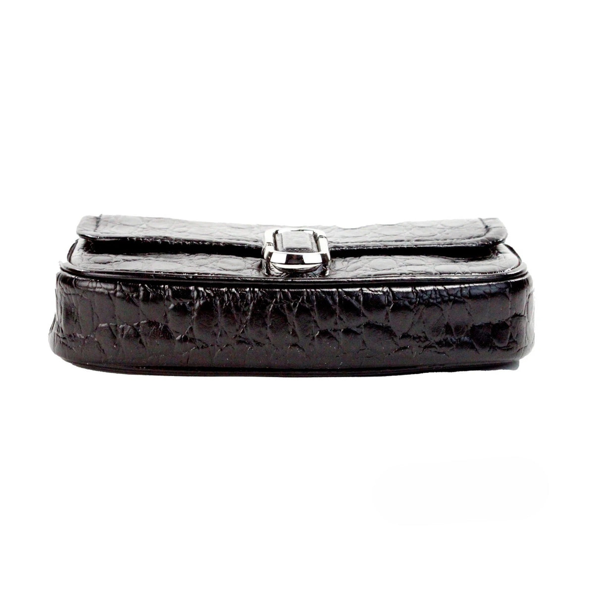Marc Jacobs The Mini Shoulder Bag Embossed Leather 2-in-1 & Crossbody Handbag - Black Silver