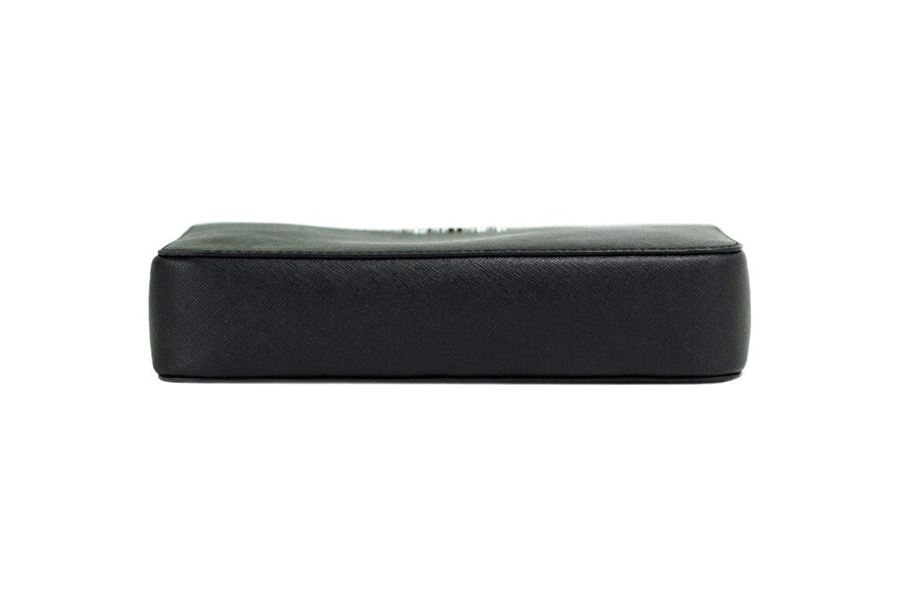 Michael Kors Jet Set Leather & Rubber Large East West Crossbody Handbag - Black Silver