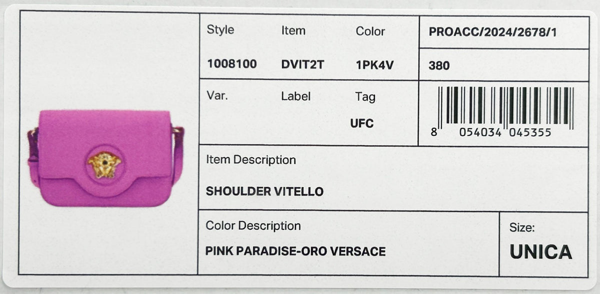 Versace Medusa Leather Crossbody Evening Flap Handbag - Gold Pink